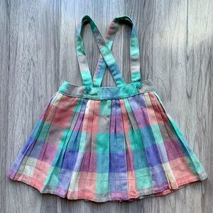 Handmade Plaid Suspender Skirt